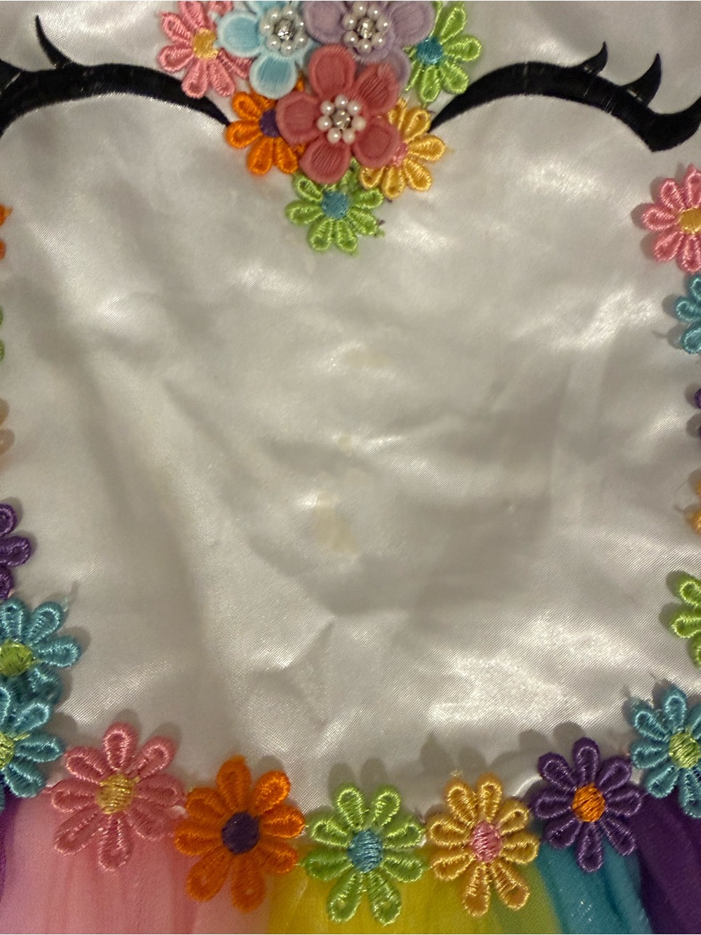 Girls Unicorn Tutu Dress Costume Multicolor Tulle and Headband & wings Sz 6/6x - Picture 6 of 9